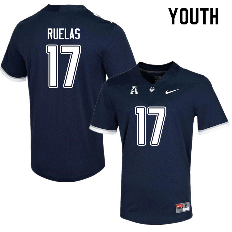 Youth #17 Noe Ruelas Uconn Huskies College Football Jerseys Sale-Navy - Click Image to Close